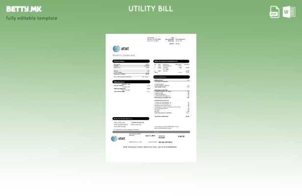 Модерен стил на САД Тексас AT&T Шаблон за комунални сметки лесен за пополнување